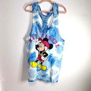Disney Tank Top Dress 90s Mickey Mouse Shirt BAY PATROL Racerback Blue Tie Dye